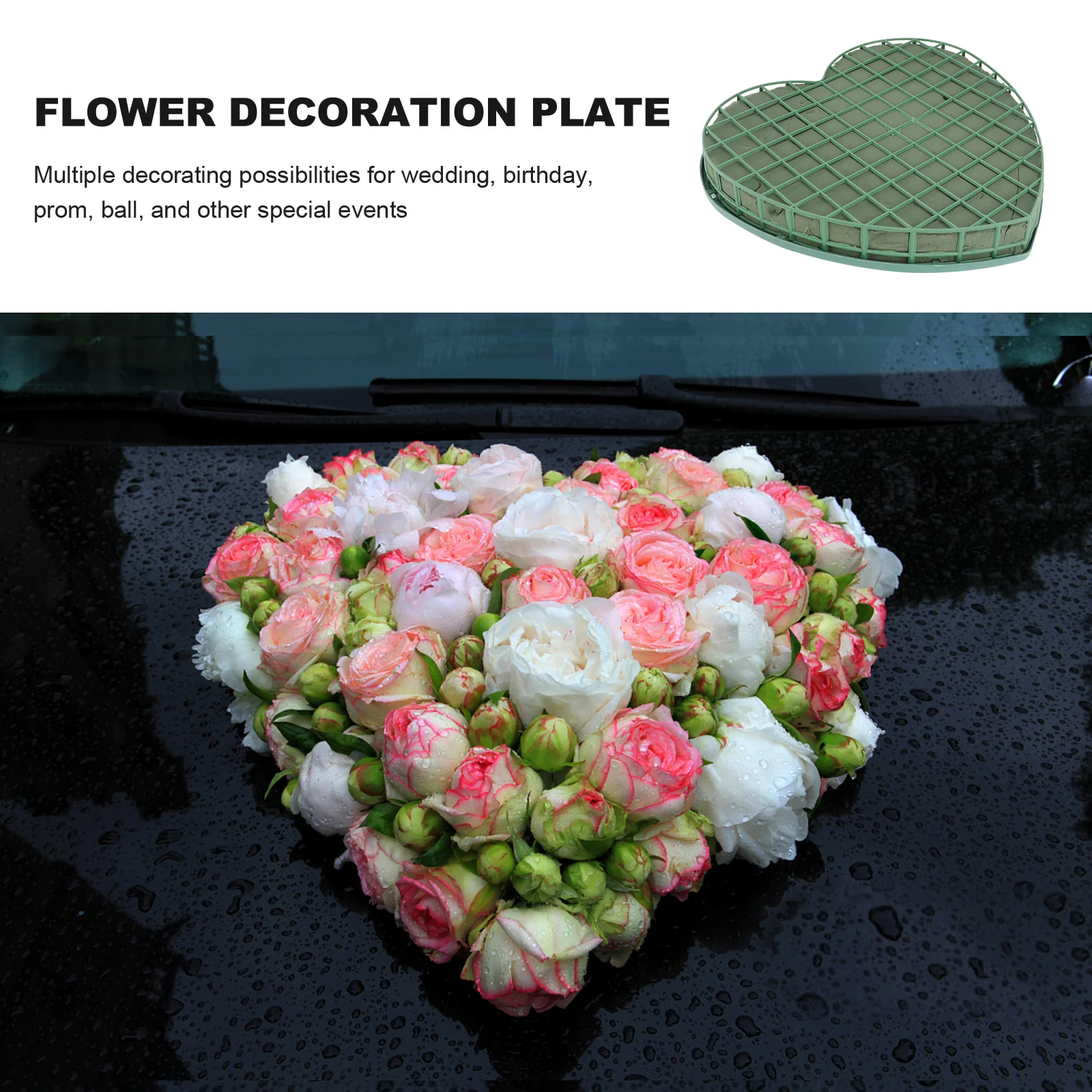 

1Pcs Wedding Car Floral Mud Plate DIY Flower Block Large Green Suction Cup Leak Proof Lightweight for Wedding Birthday Party