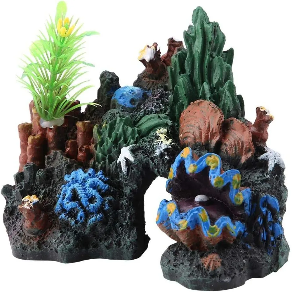 Resin Aquarium Decoration Irregular Shape Hollow Structure Resin Rock Cave Ocean Color Safe Surface Aquarium Landscape