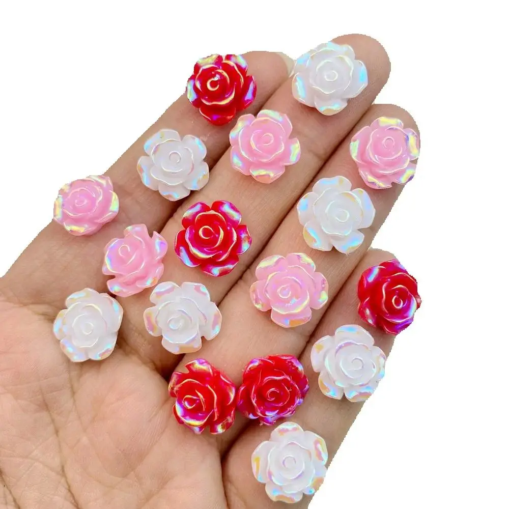 30Pcs New Cute Resin Mini Shiny Flowers Series Flat Back Manicure Parts Embellishments For Hair Bows Accessories