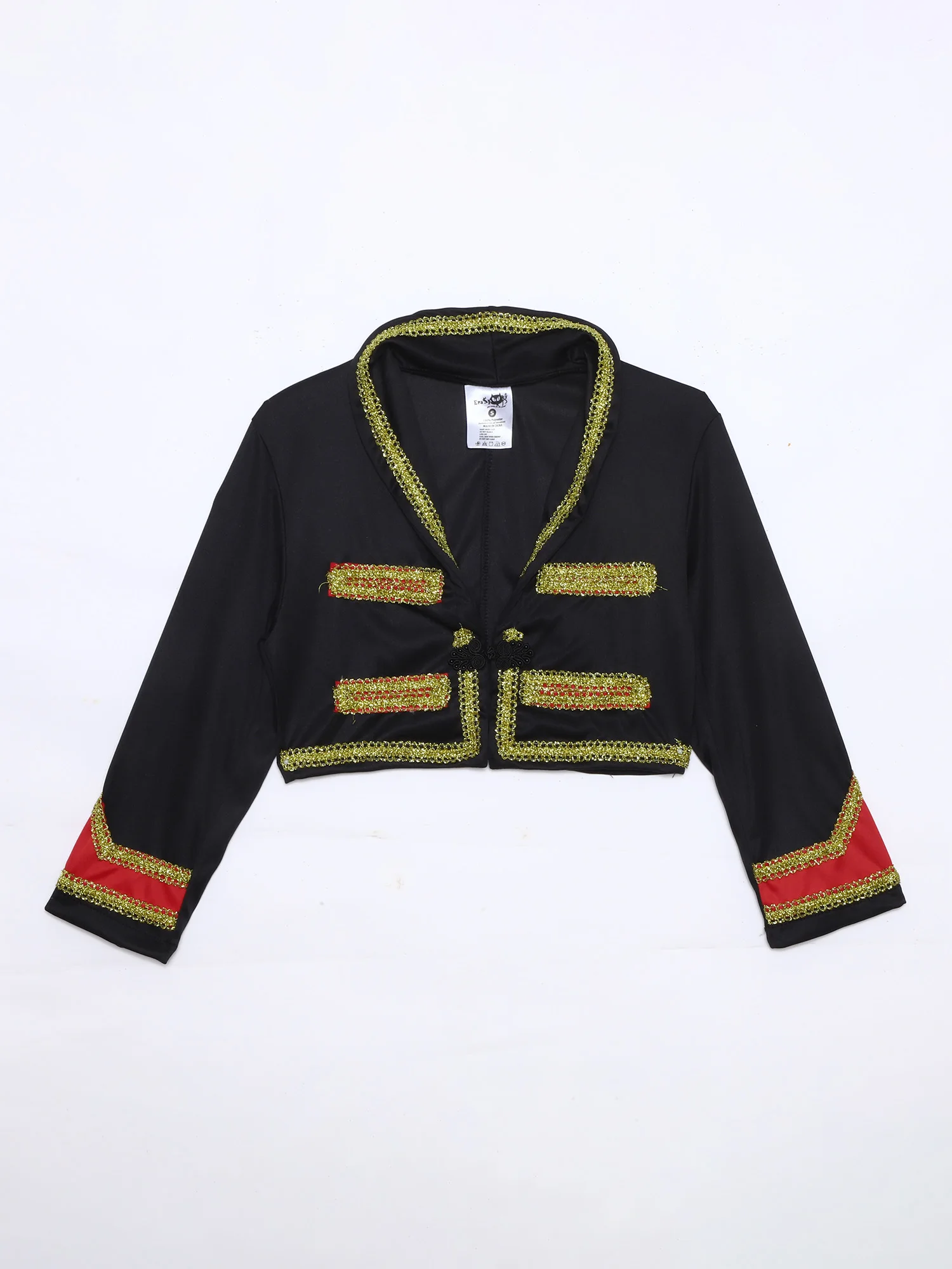 زي مارياتشي المكسيكي للأولاد لحفلات الهالوين والرقص الشعبي المكسيكي بأكمام طويلة وسترة ذهبية مع قبعة بحزام وسراويل #5