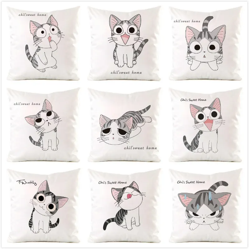 الشمال الحد الأدنى رسمت باليد القط الطباعة الرقمية قصيرة وسائد فخمة يغطي لسيارة أريكة مكتب غطاء الوسادة السلع المنزلية