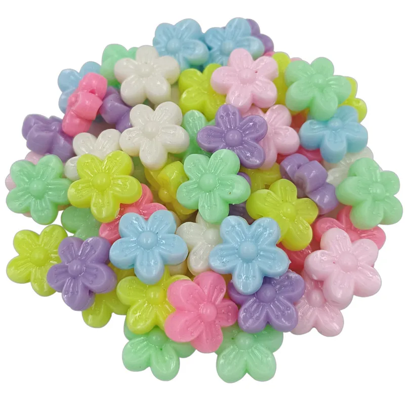 10pcs Acrylic Solid Color Flower Bead DIY Jewelry Accessories   Hollow Out Starfish Candy Color Bracelet Craft Earring Supplier