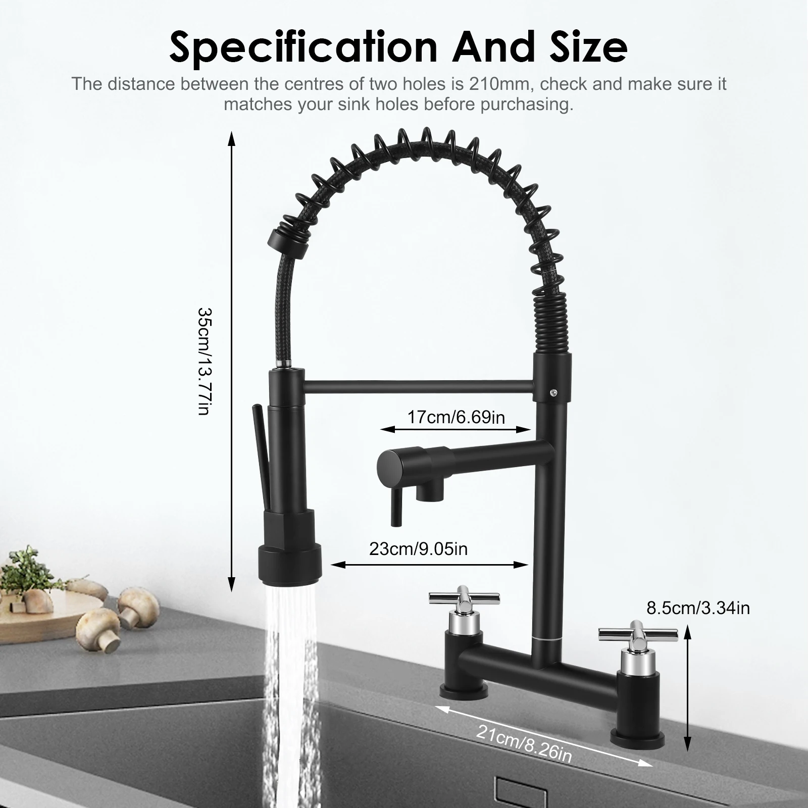 360 ° Rotating Dual Control Rust Proof Metal Dual Handle Dual Outlet Kitchen Faucet  Equipped High-quality Ceramic Valve Core
