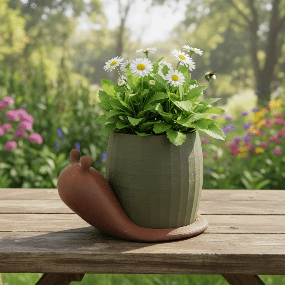 Modern Unique Snail-shaped Flower Pot Cute Plastic Eco-Friendly Planter Corrosion Resistant Green Onion Pots Indoor Plants