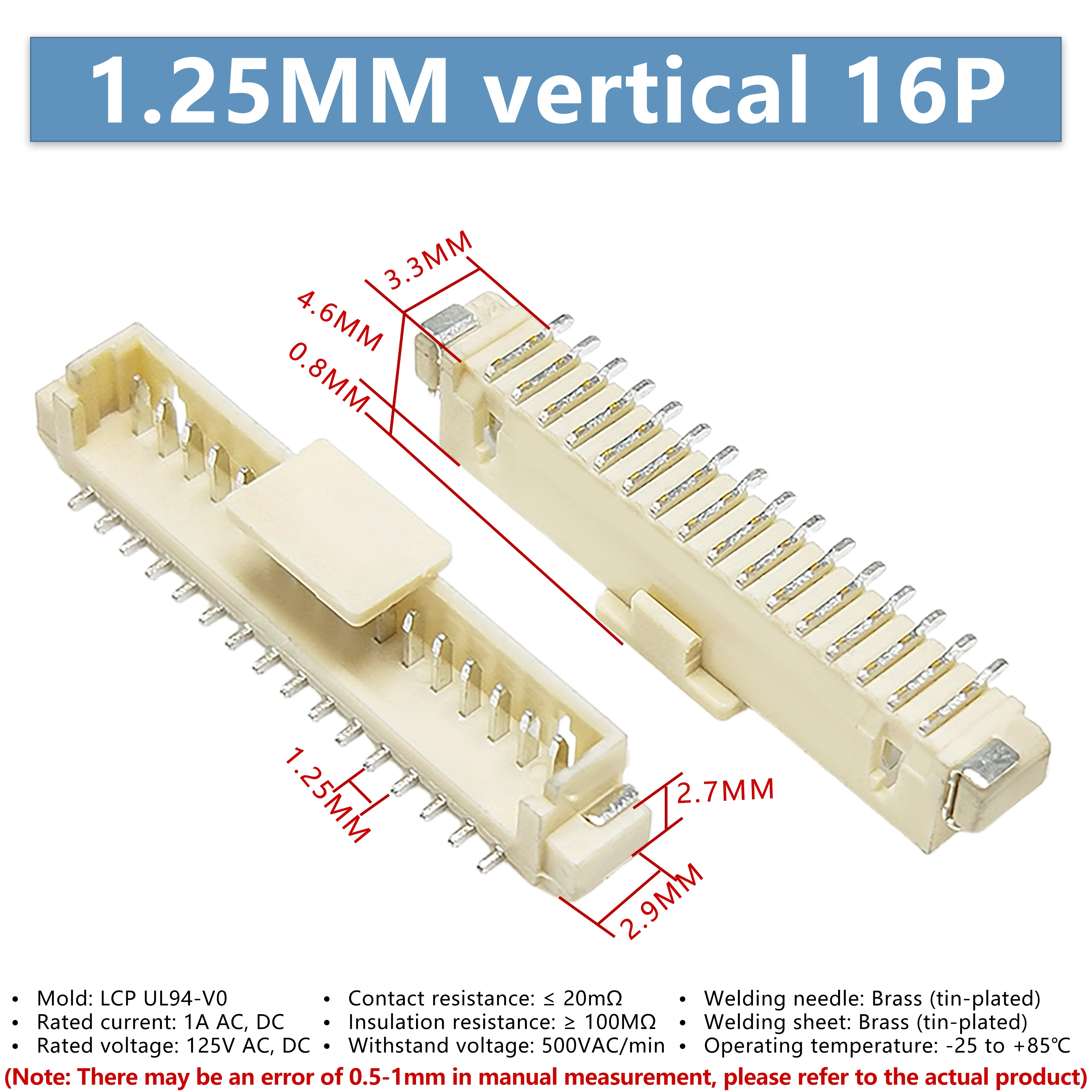 10pcs-zh125mm-pitch-vertical-16p-smd-connector-wire-to-board-terminal-plug-female-socket-high-temperature-resistant