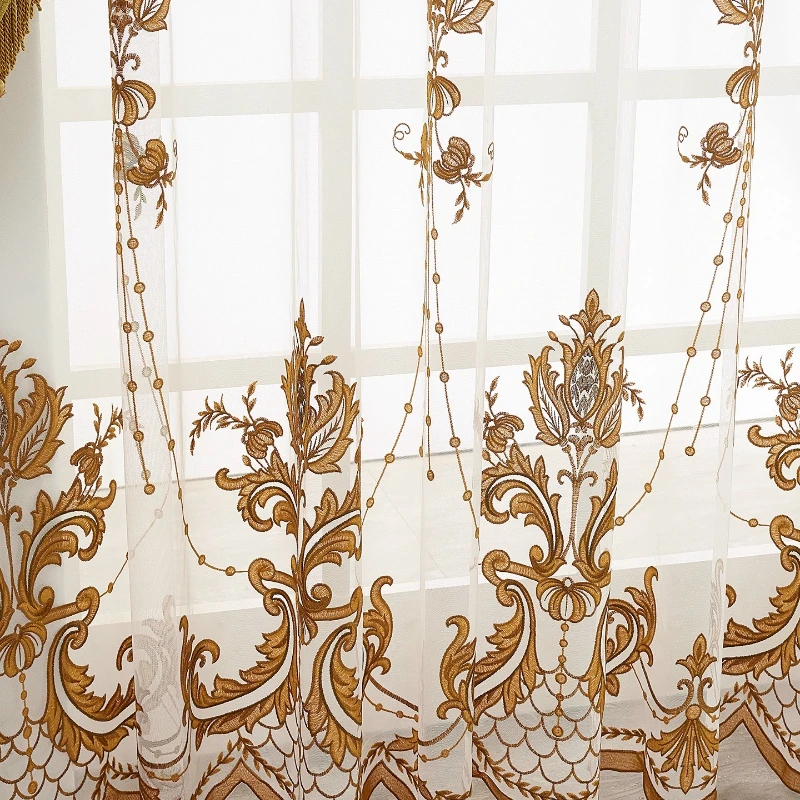 European Style Curtains for The Living Room Luxurious Atmosphere American French Style Palace Window Curtains High-end Door