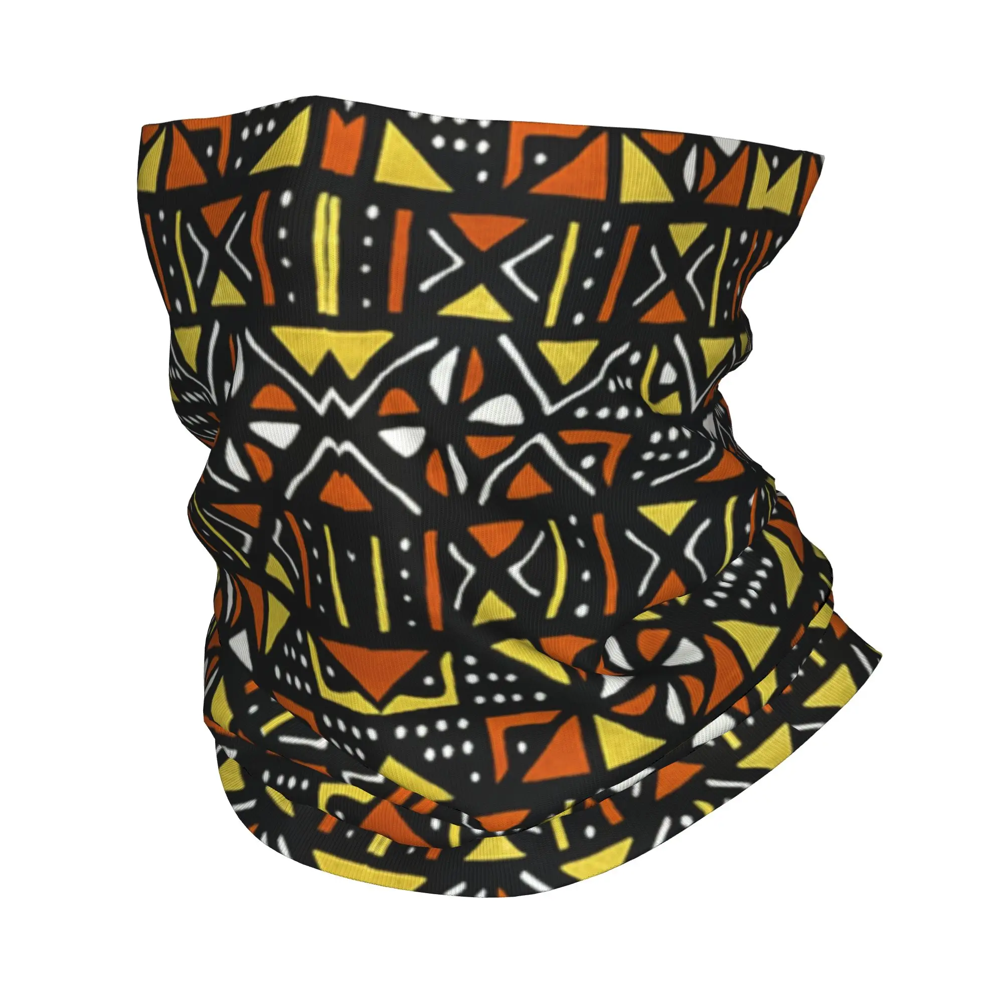 Bogolan Mudcloth African Pattern Neck Gaiter Women Men UV Face Shield Winter Africa Ethnic Tribal Art Bandana Scarf for Cycling