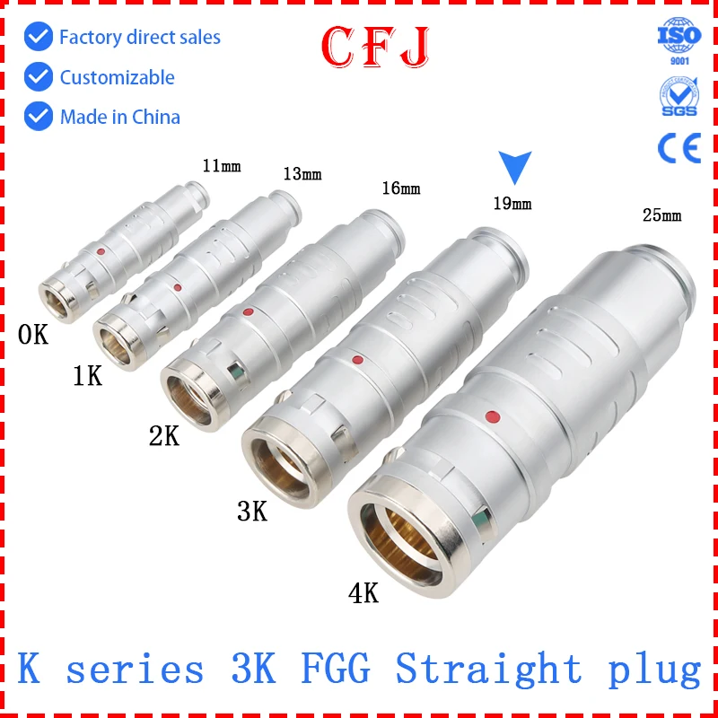 Cfj K سلسلة 3K FGG 2 3 4 5 6 7 8 10 14 16 18 20 22 24 26 30 دبوس دفع سحب قفل دائري مقاوم للماء موصل الطيران