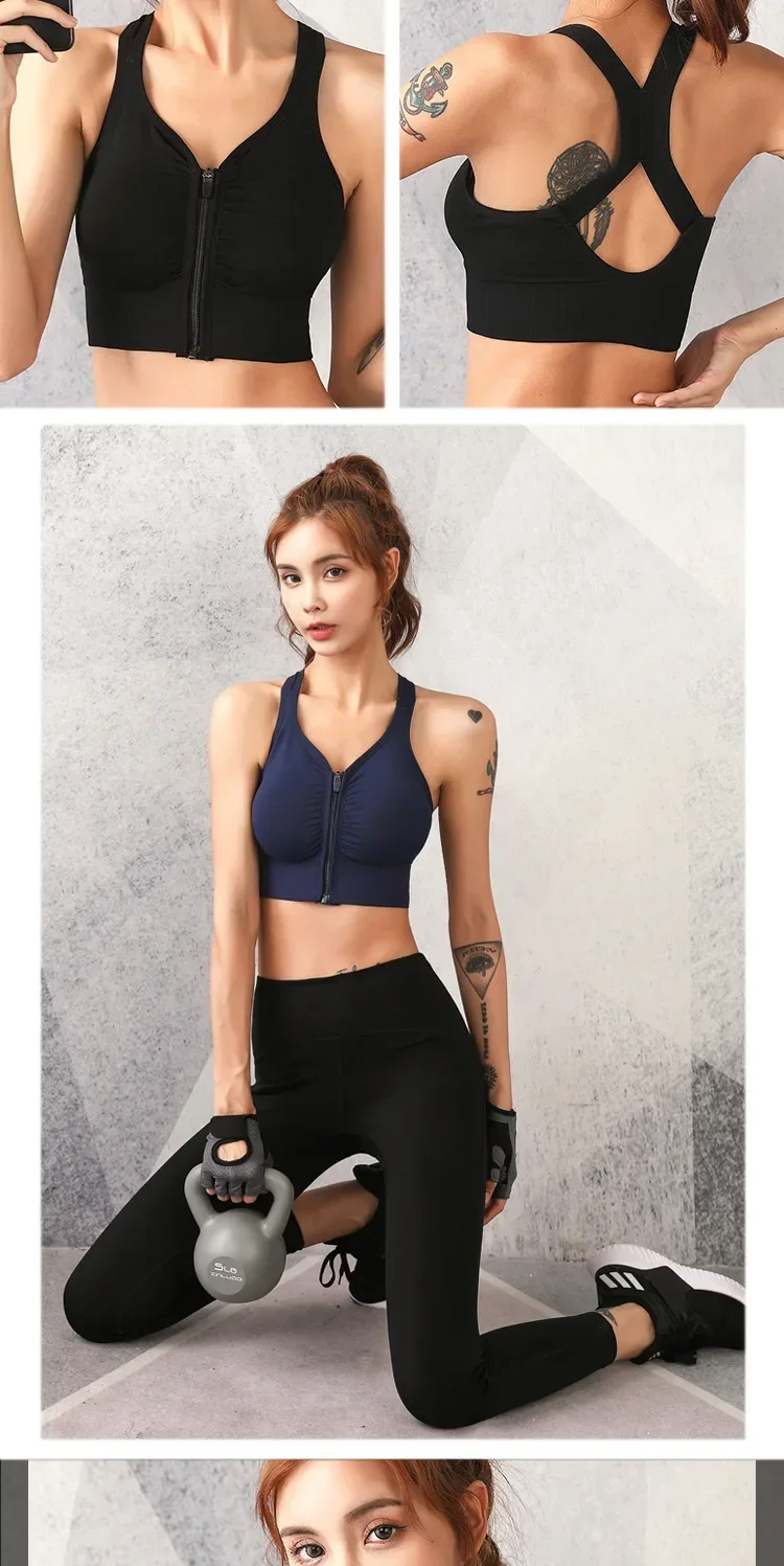 CZGUKE Lauf-Fitness-Sport-BH mit Reißverschluss vorne, Damenunterwäsche, stoßfester Top-BH, atmungsaktiver, nahtloser Yoga-BH – Detail 10