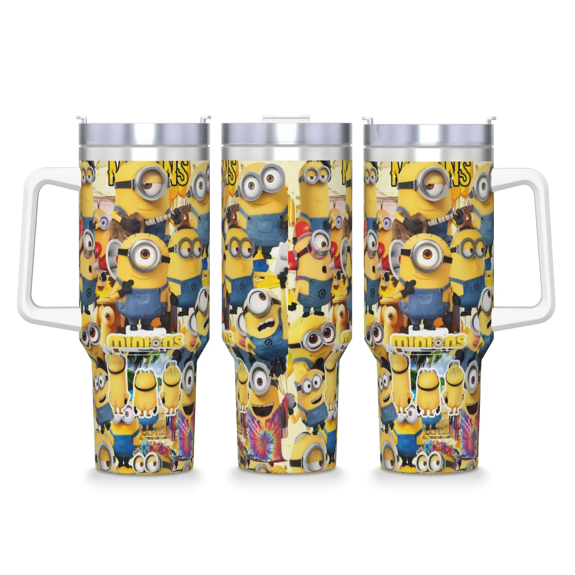 

Minions Cartoon Character Tumbler Yellow Eyes Cold and Hot Water Bottle Heat Preservation Stainless Steel Coffee Mug Car Mugs
