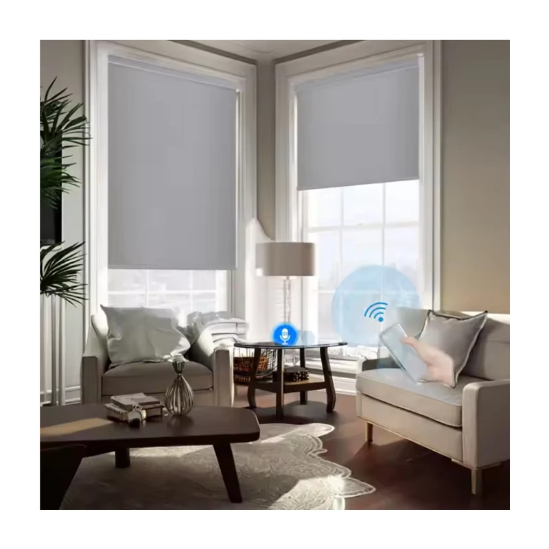 

Matter Smart Customized 38mm Motorized Roller Shade PVC Window Blind Zebra WiFi Motor Blackout Apple Homekit Compatibility Black