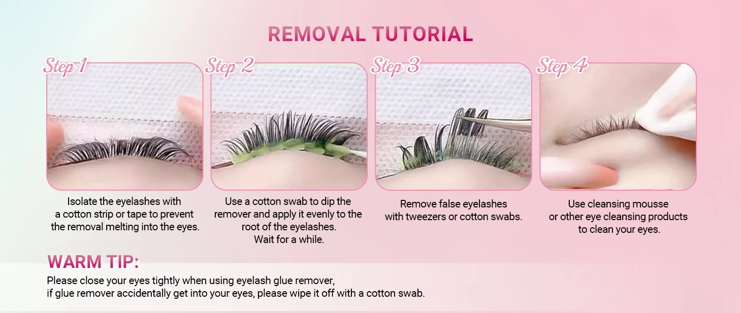 10g-Wimpernverlängerungs-Entferner, Wimpernentferner für Wimpernverlängerungen mit Augenpads, Mikrobürsten und Wimpernband – Detail 3