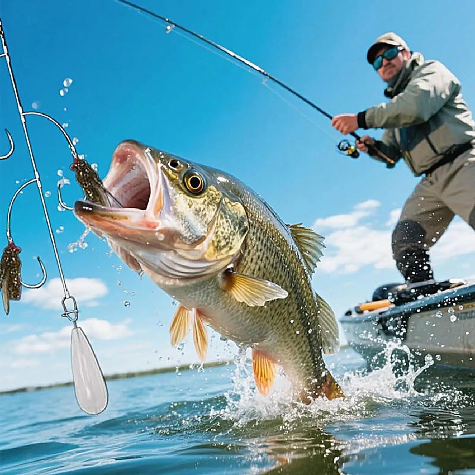 

Bass Fly Fishing Lures Multi-Hook Fly Fishing Bait Anti-Rust Angling Gear With Throwing Aids For Trout Perch Pike Bass Beginners