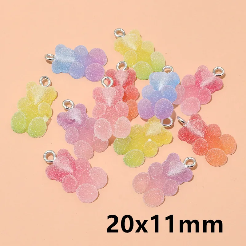 10pcs Random Mix Resin Candy Bear Star Charms for DIY Jewellery Making