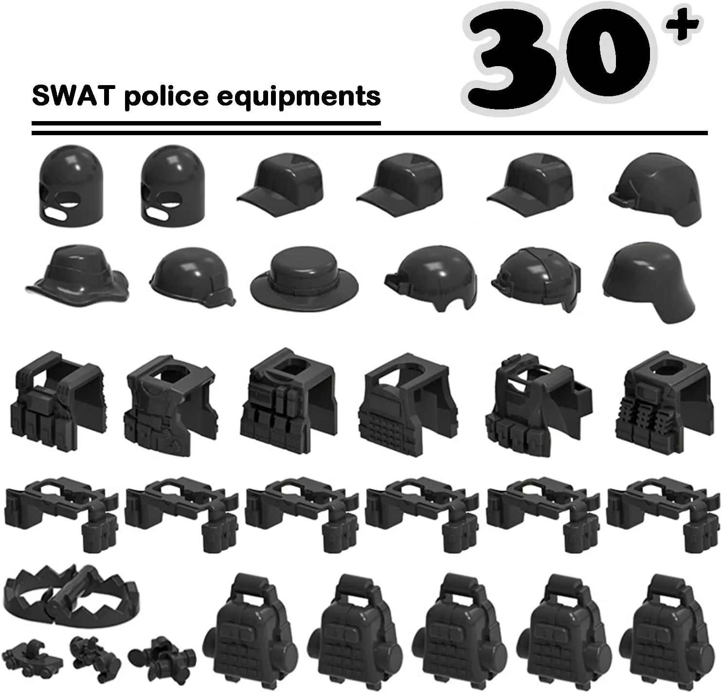 Army Weapon Pack Blocos de construção para meninos, WW2 tijolos, figuras soldado, Swat Team Gear Set, batalha militar, brinquedos Gitfs