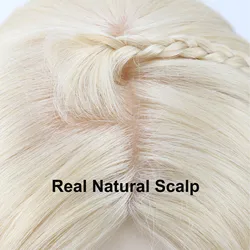 Zijden Basis Haar Topper Lichtblond Echt Remy Menselijk Haar Toupetje Zijden Top met PU Rond Volledig Handgebonden met Clips in voor Vrouwen