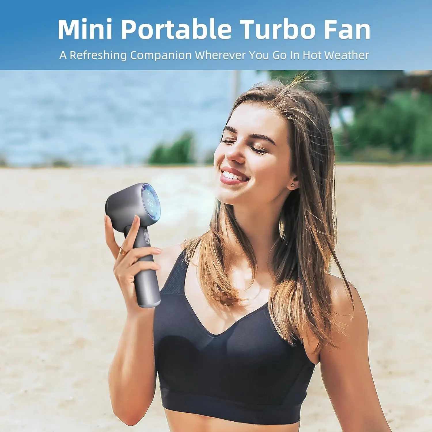 휴대용 핸디 선풍기, 5단계 풍속 조절 및 3000mAh 충전식 배터리 탑재, 야외용 고속 회전 개인용 선풍기