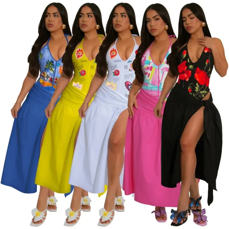 Maillot de bain une pièce imprimé rétro, Bikini, à la mode, Cover-Up avec jupe serrée, Bandage pour femmes, plage d'été, luxe élégant