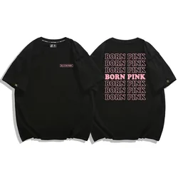 女性のための特大の半袖Tシャツ,綿100% の服,黒のプリント,ピンク,カジュアル,ファッショナブル,大きいサイズ