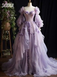 Light Purple Floral Evening Dress Romantic A Line Lace Birthday Party Prom Gown Customized New Arrival Fairy Cocktail Wear