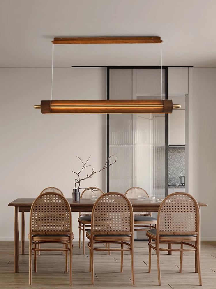 

Japanese Restaurant Pendant Light Nordic Homestay Tea Room Bar Bar Long Chandelier Retro Solid Led Wood Indoor Lighting Fixtures