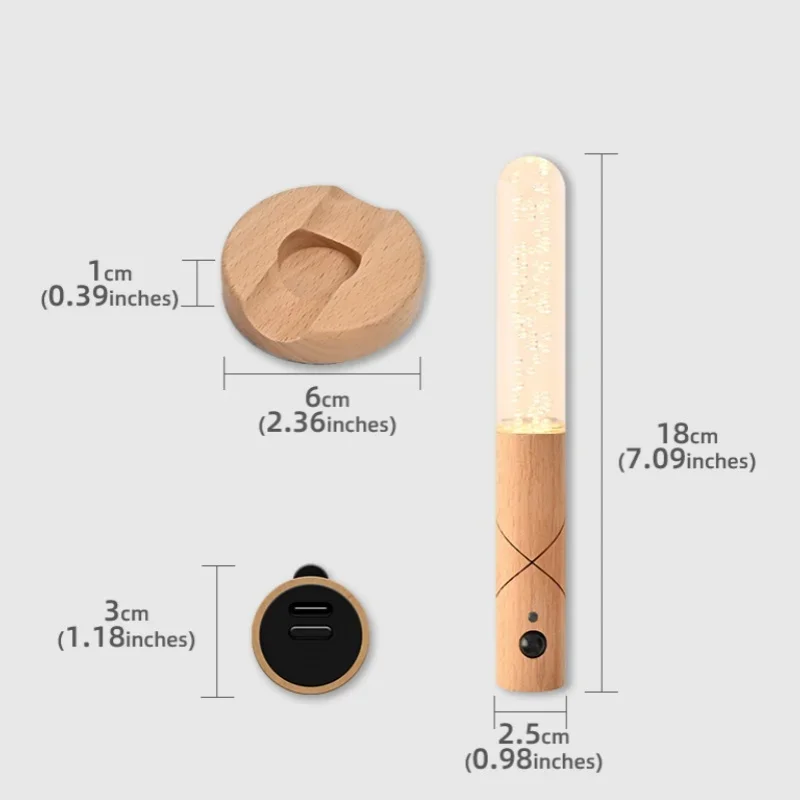 USB Rechargeable LED Wooden Sensor Night Light Magnetic Motion Sensor Wall Lamp Dimmable 3 Color Temperature Home Bedside Lamps