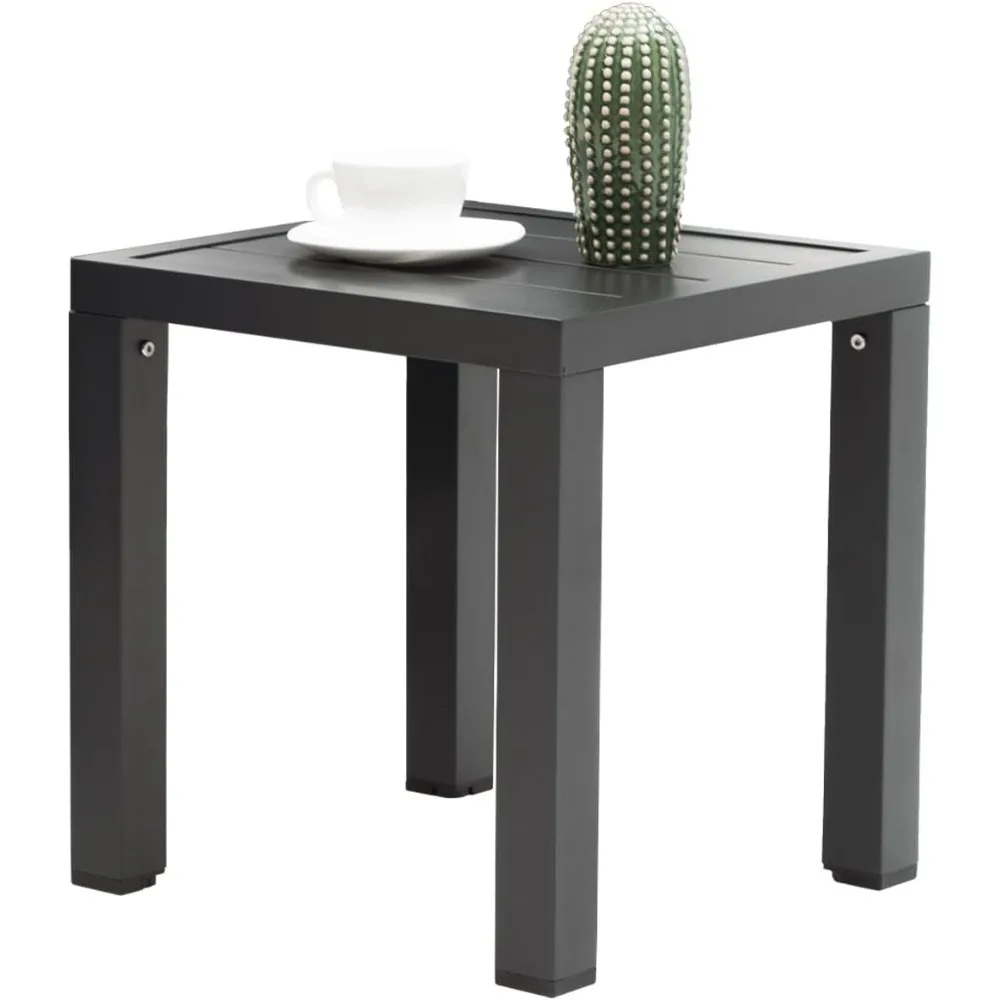 

Outdoor Side Table for Patio End Tables for Outside Aluminum Square End Tables Small Patio Coffee Bistro Table,Dark Grey