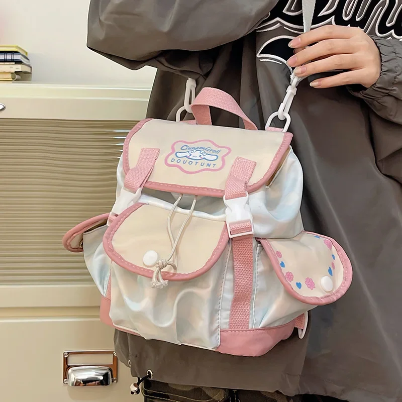 

New Cinnamoroll Backpack Kawaii Cartoon School Bag Girl Crossbody Bag Mini Packet Bags for Woman Printing Kawaii Cartoon