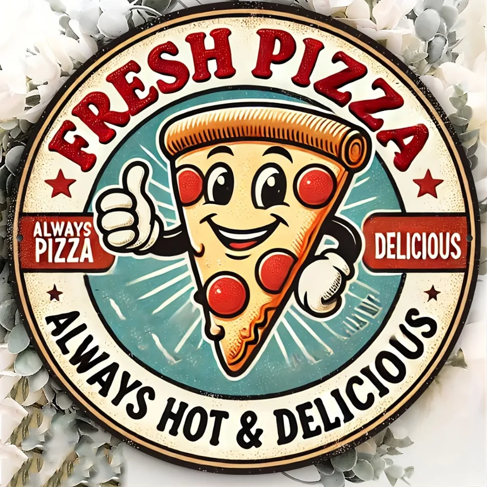 

Алюминиевый настенный рисунок Vintage Pizza — металлический знак 1 шт. с водонепроницаемыми, нержавеющими и термостойкими функциями, идеально подходит для дома,