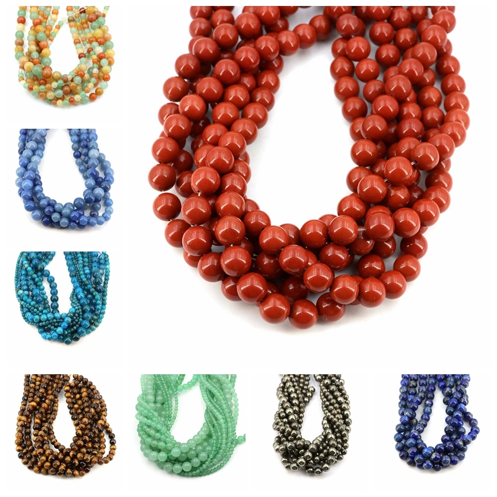 4/6/8/10MM Natürliche Stein Perle Tigerauge Achate Amazonit Jade Runde Lose Perlen für Schmuck Machen DIY Armband Zubehör