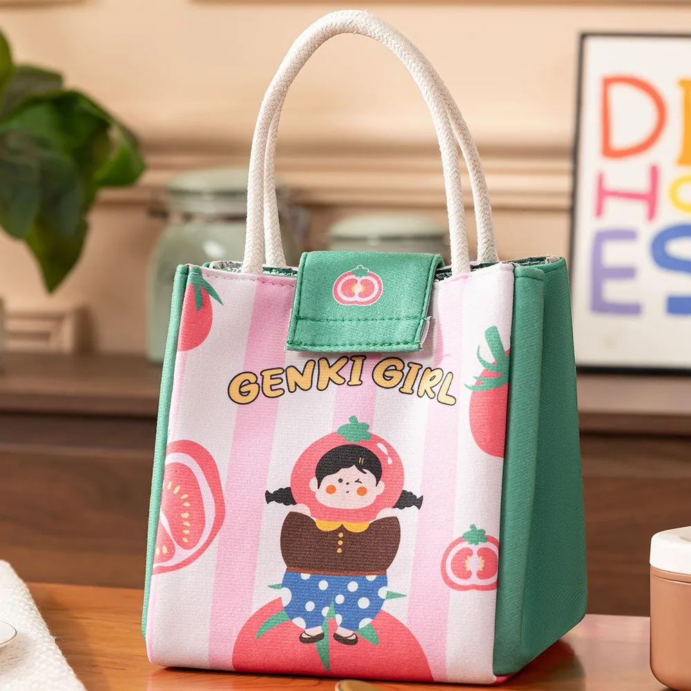 New Large Capacity Lunch Box Bag Portable Insulated Lunch Tote Bag Fresh Keeping Cartoon Lunch Bag Office