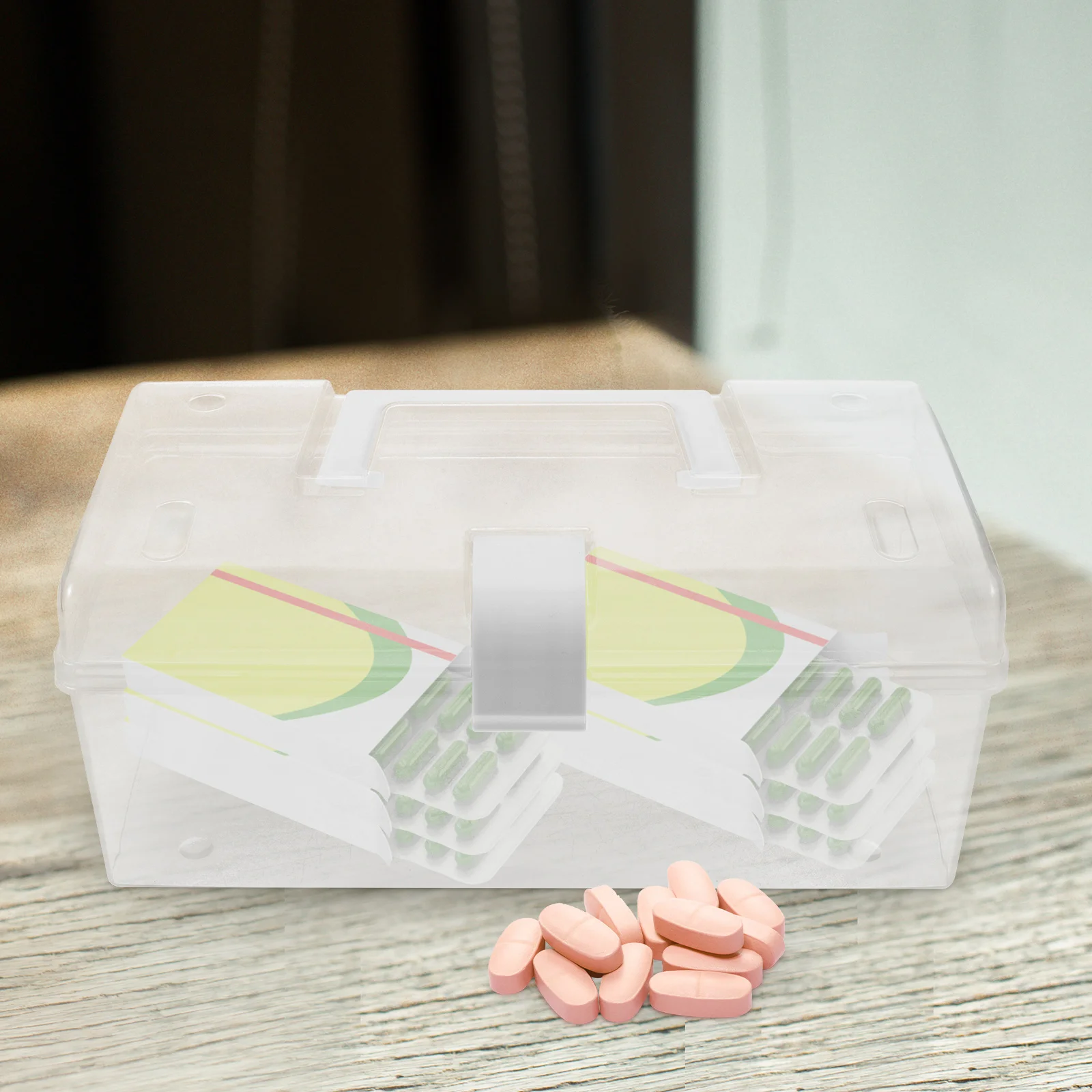 

2Pcs Transparent Large Capacity Storage Box Plastic Household Medicine Organizer Multi-Use Container Sundries