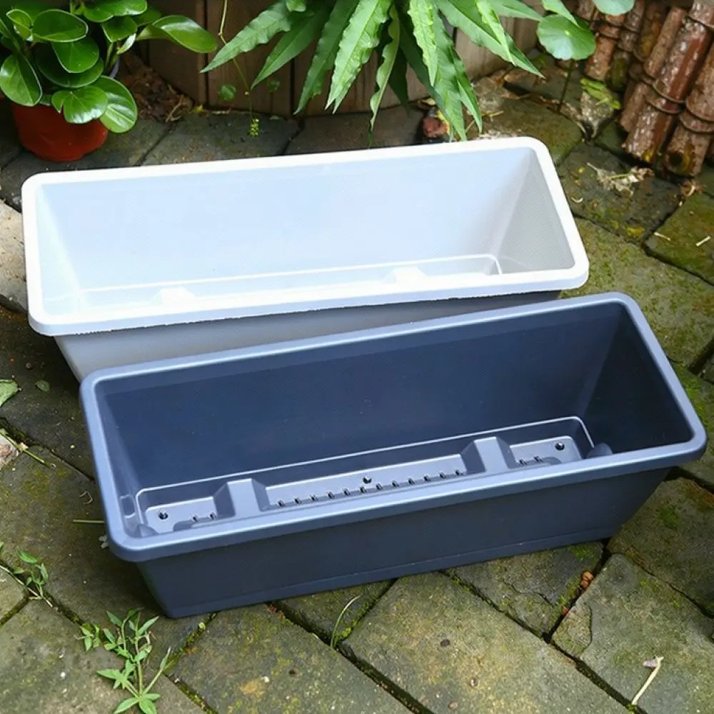 Durable Plastic Rectangular Planting Box Breathable Vegetable Garden Pot For Balcony Window Sill Indoor Flower Nursery
