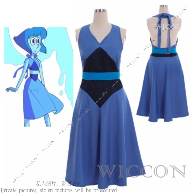 Steven Cosplay Costume Anime Woman Dress Blue Universe Role Play Daily Outfit Halloween Party Dress Belt Stage Costume Carnival