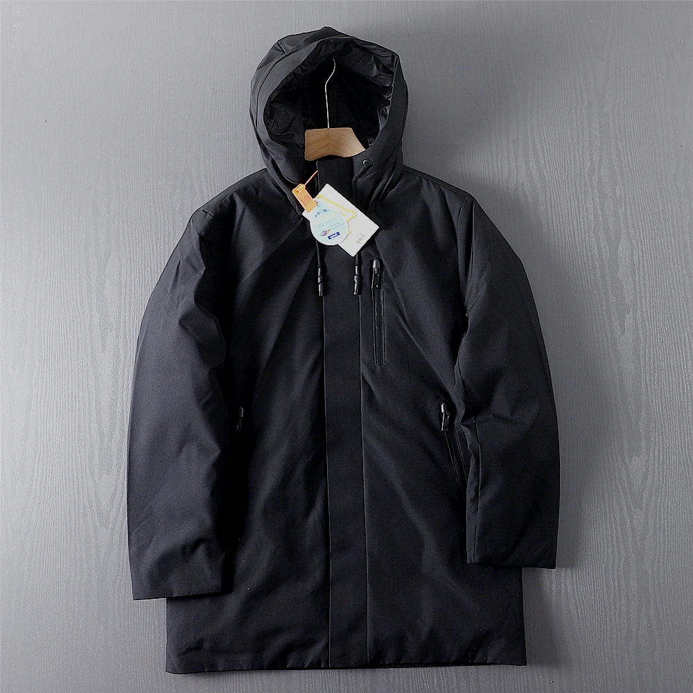 

Men's High Loing Du down Jaet 90% Du Feather aphene Heating Hooded Mid-Length Coat Warm Thiened Polyester Fiber