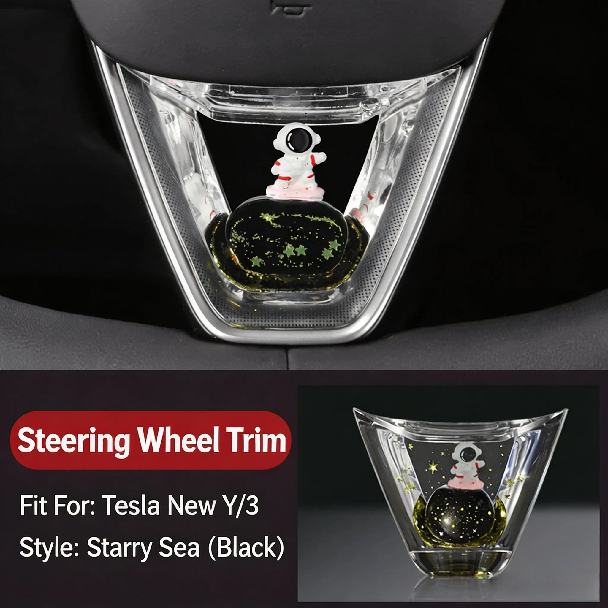 Transparent Steering Wheel Trim Sticker Designed Specifically for Tesla Model for 3 and Model Y Interior Decoration - view 6