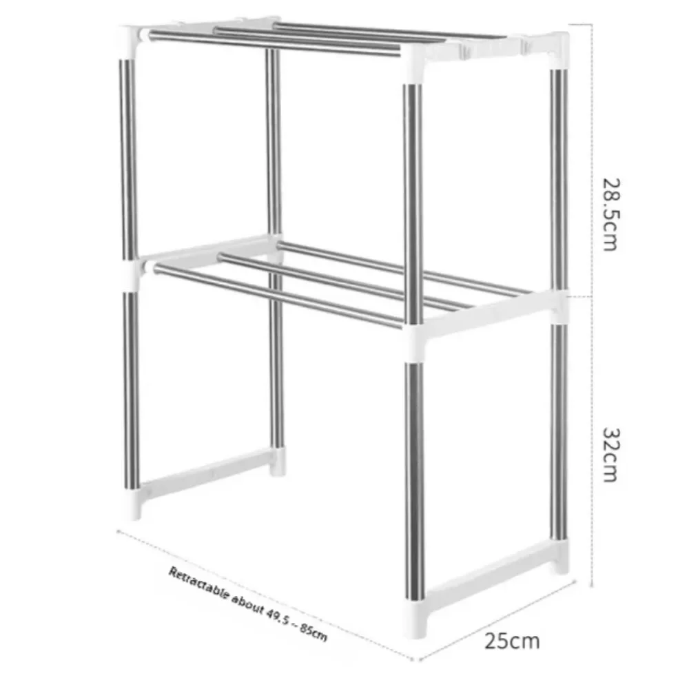 Adjustable Carbon Steel Microwave Oven Rack Scalable Household Storage Racks Kitchen Double Layered Countertop Storage Shelves