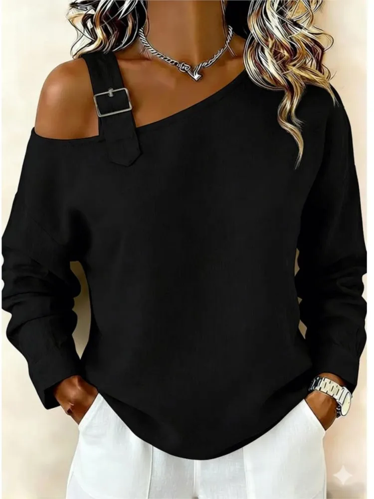 Modisches Neues Damen-Oberteil T-Shirt Frühling Herbst Elegantes Lässiges Weißes Büro Urlaub Party Lockeres Oberteil T-Shirt Femme