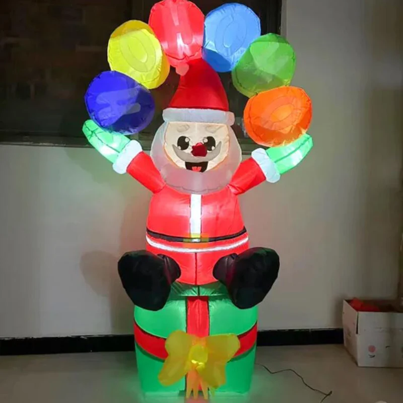 6 FT Christmas Santa Inflatables decorazioni per esterni alza un segno babbo natale con scatole regalo Blow Up Yard led incorporati per