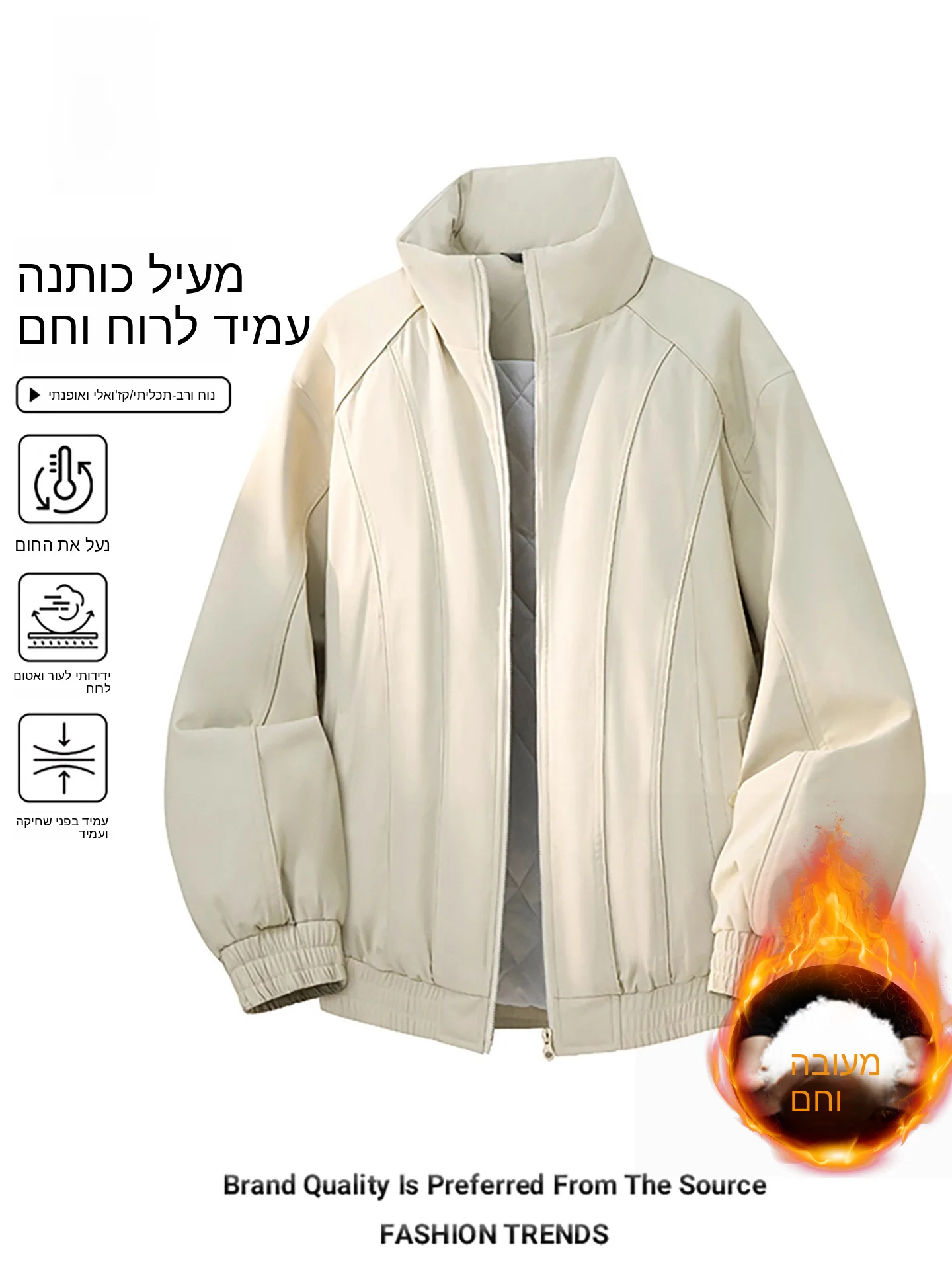 

Nainiu Thickened down Cotton Jacket Men's Winter Warm Stand Collar Deconstructed Fashionable Casual Wear Polyester Fiber