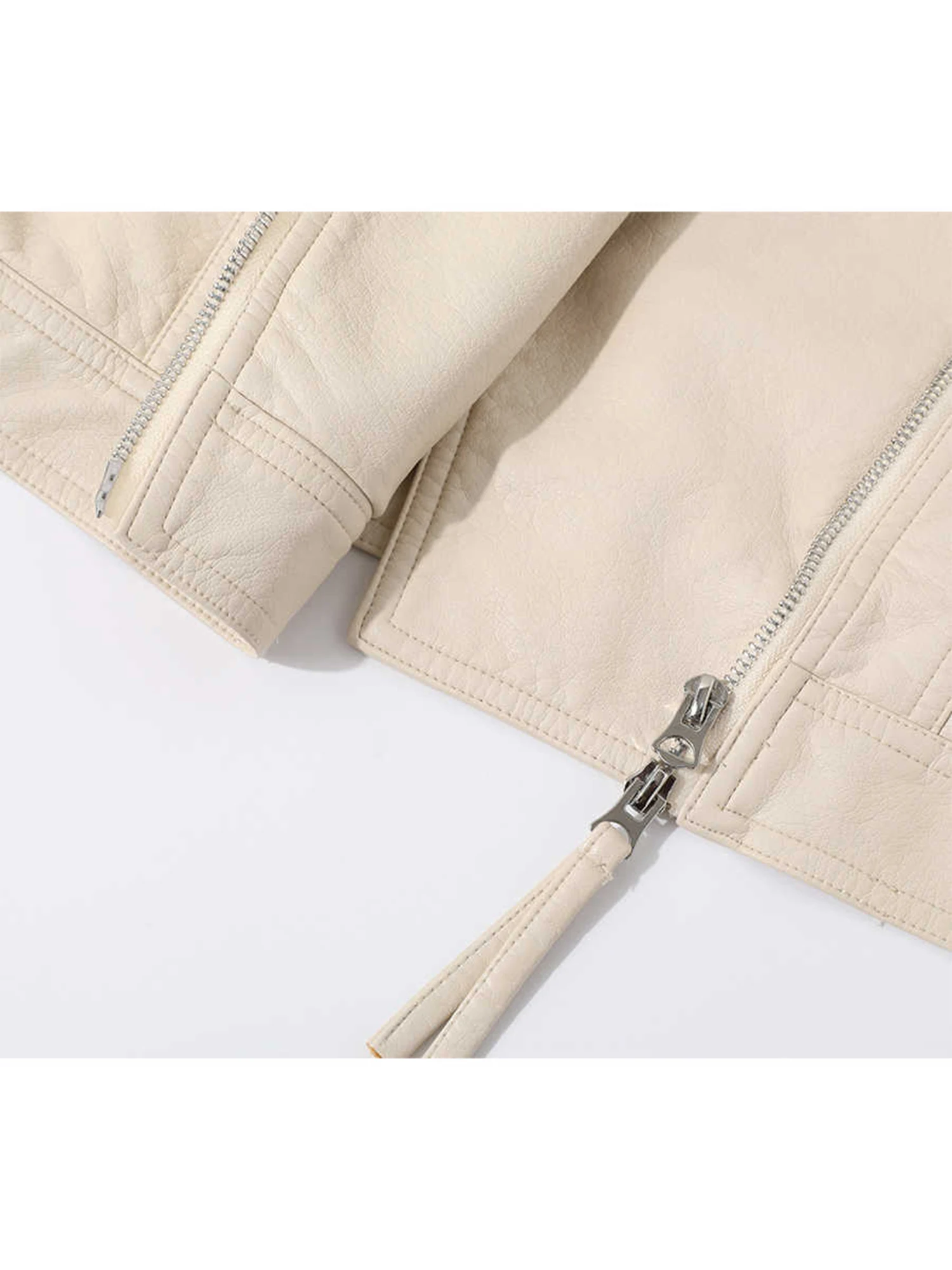 Veste de moto en cuir PU abricot pour femme, manteau court, Vintage Mustang, Streetwear, vêtements d'extérieur amples, vêtements d'automne des années 2000