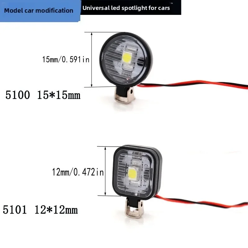LED Lamp Spotlight 12*12mm 15*15mm Realistic Lighting Effect 3.7-7.4V With Adjustable Metal Bracket for RC model Car Accessories