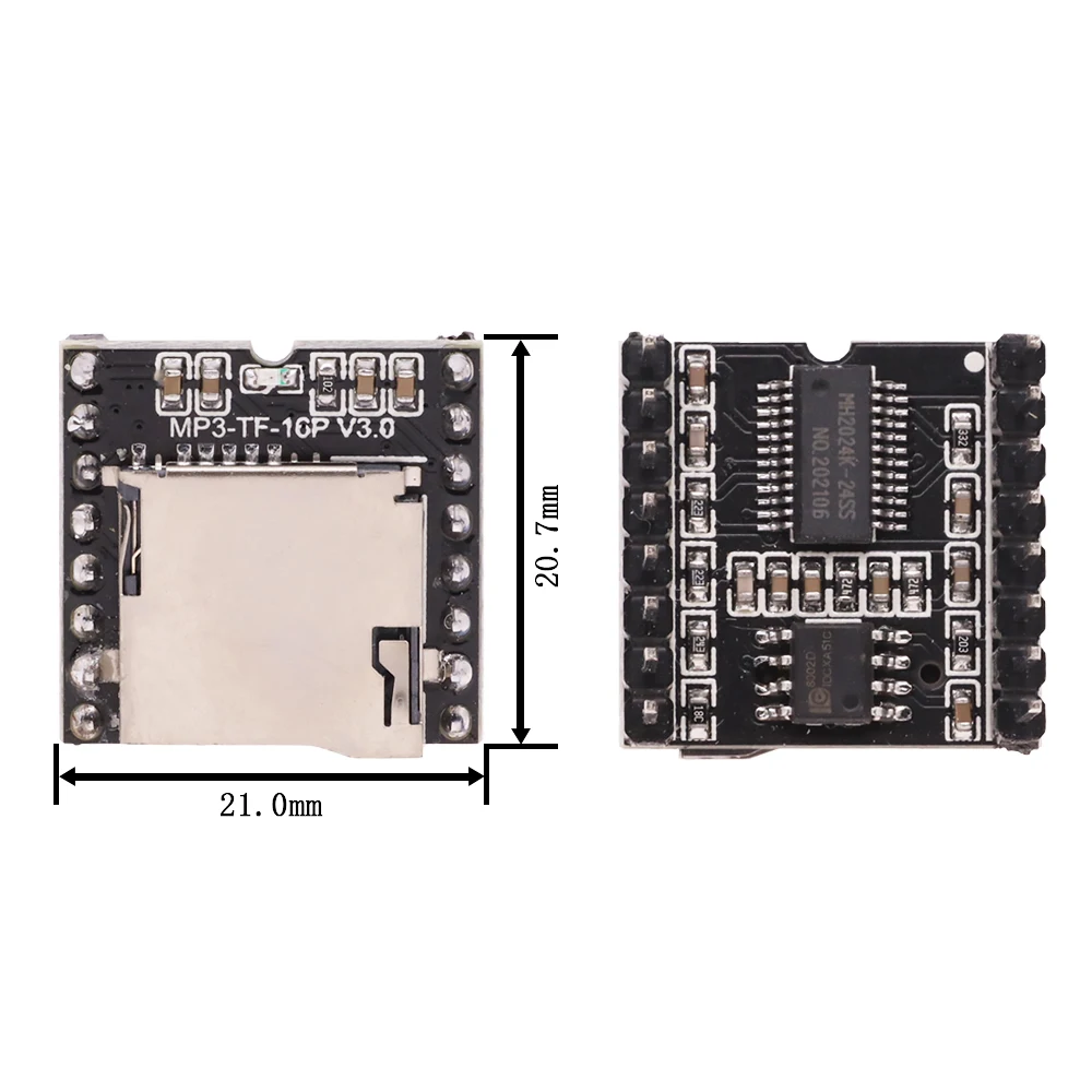 DFPlayer Mini MP3 Player Module MP3 Voice Decode Board Supporting TF Card U-Disk IO/Serial Port/AD MP3-TF-16P for Arduino UNO