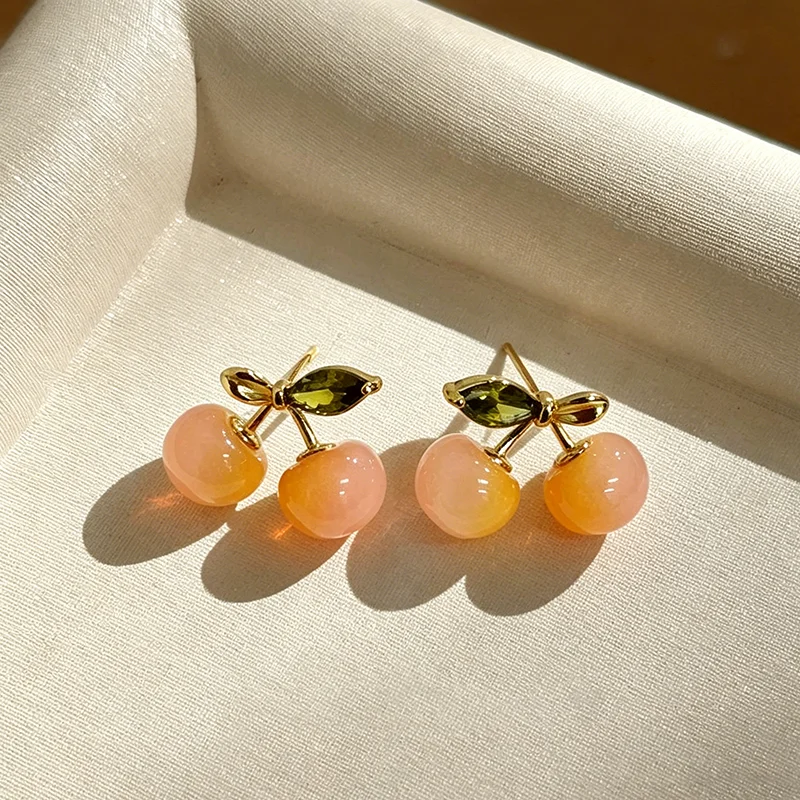 Süße Rosa Kirsch-Ohrstecker für Frauen und Junge Mädchen 2026 Design-Sensation Sommer Luxus-Accessoires Ungewöhnlicher Ohrschmuck – Detail 10