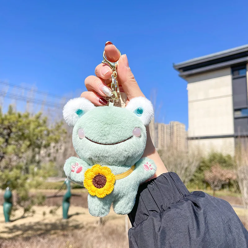 Hot Sell Plush Toy Frog Pendant Dolls Backpack Ornament Keyring Supplies Cartoon Keychain Idol Same Style Christmas Gifts