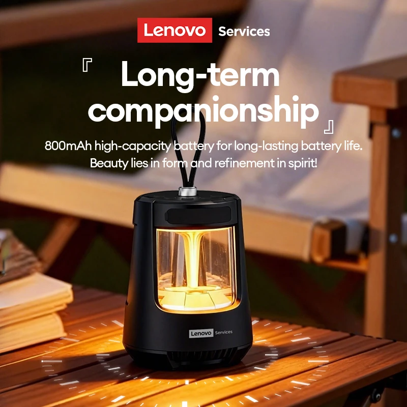 

Портативная уличная лампа-колонка Lenovo NewHD106 Mini для кемпинга, беспроводная Bluetooth-колонка с высококачественным стереозвуком и TWS-басами