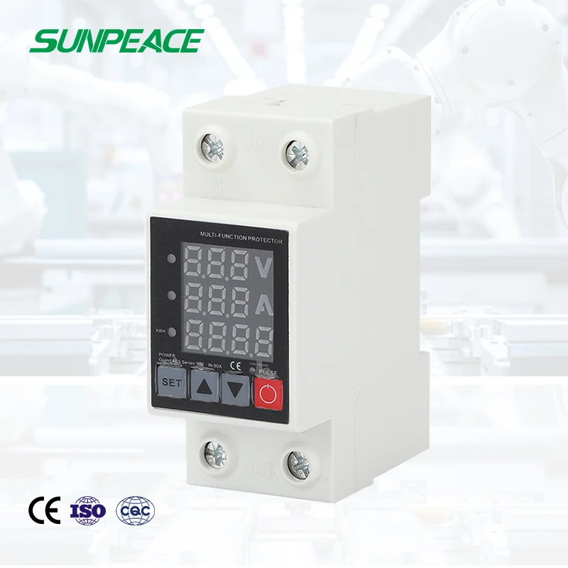 

2P 63A 220V Single Phase Adjustable Digital AC DC Over and Under Current Voltage Protector