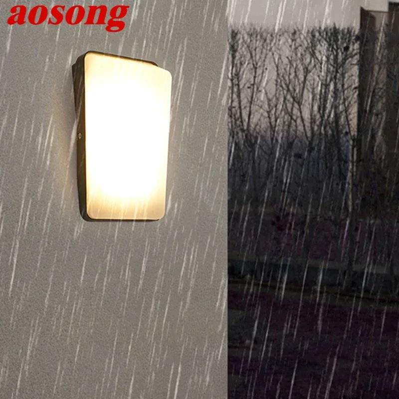 

AOSONG Contemporary LED Outdoor Wall Lamps Electric Simplicity Waterproof Balcony Hallway Courtyard Villa Gate Hotel