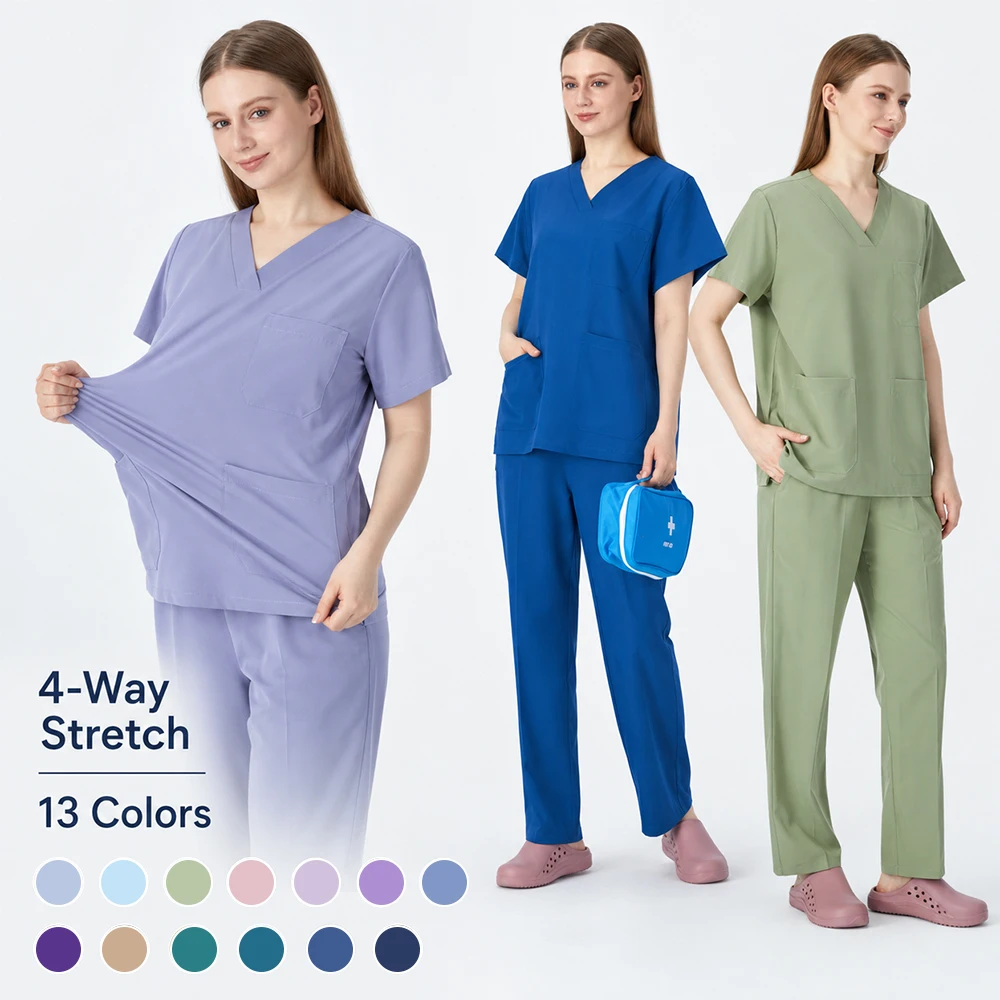 UltraAir™ Stretch Women Scrub Uniforms Top and Pants Medical Nursing Scrubs Set Breathable Hospital Outfits S11-02