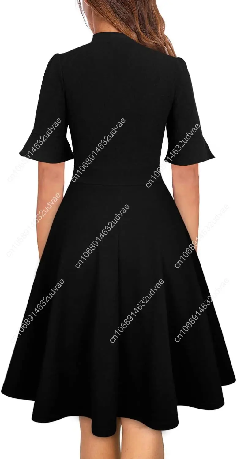 Women Summer Floral Ruffle Sleeve Wear to Work Church Wedding Guest Party Dresses